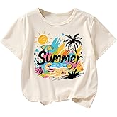RoseSeek Girl's Summer Tropical Graphic Tees Crewneck Short Sleeve T Shirt Casual Cute Tops