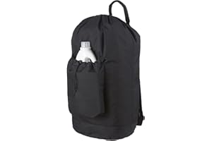 SEIRITEX Laundry Backpack Bag, Dirty Clothes Travel Laundry Bag with Shoulder Straps for College Dorm Room (Black)
