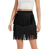 Western Cowgirl Fringe Skirt,High Waisted Mini Suede Skirts,Country Concert Rave Festival Booty Tassel Bottoms