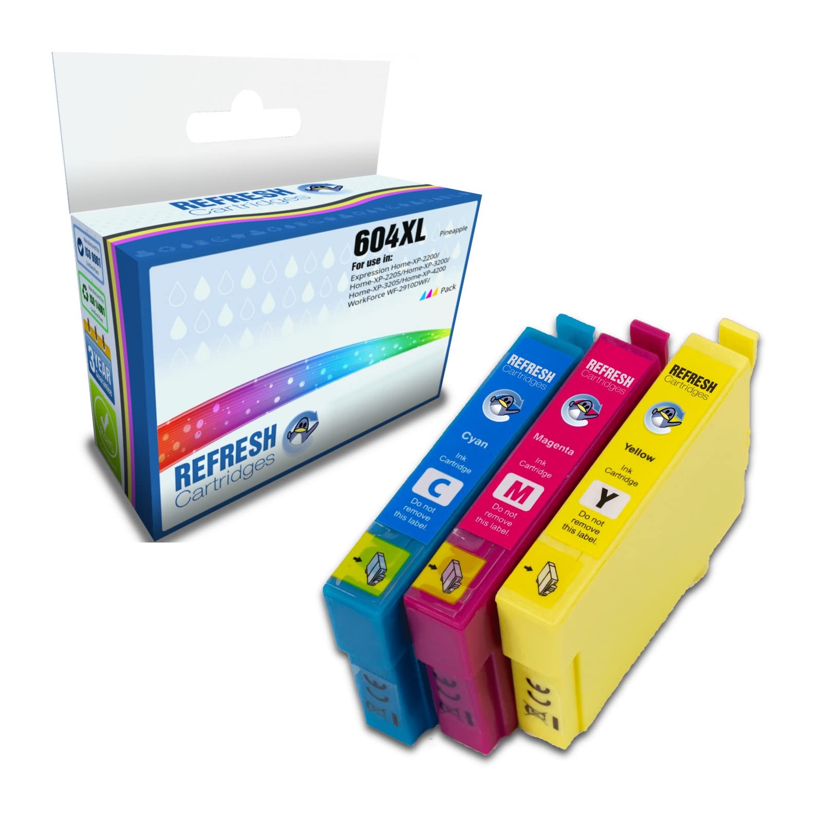 Colour Valuepack of 3x Remanufactured 604XL C/M/Y High Capacity Ink Cartridge Replacements for Epson Printers