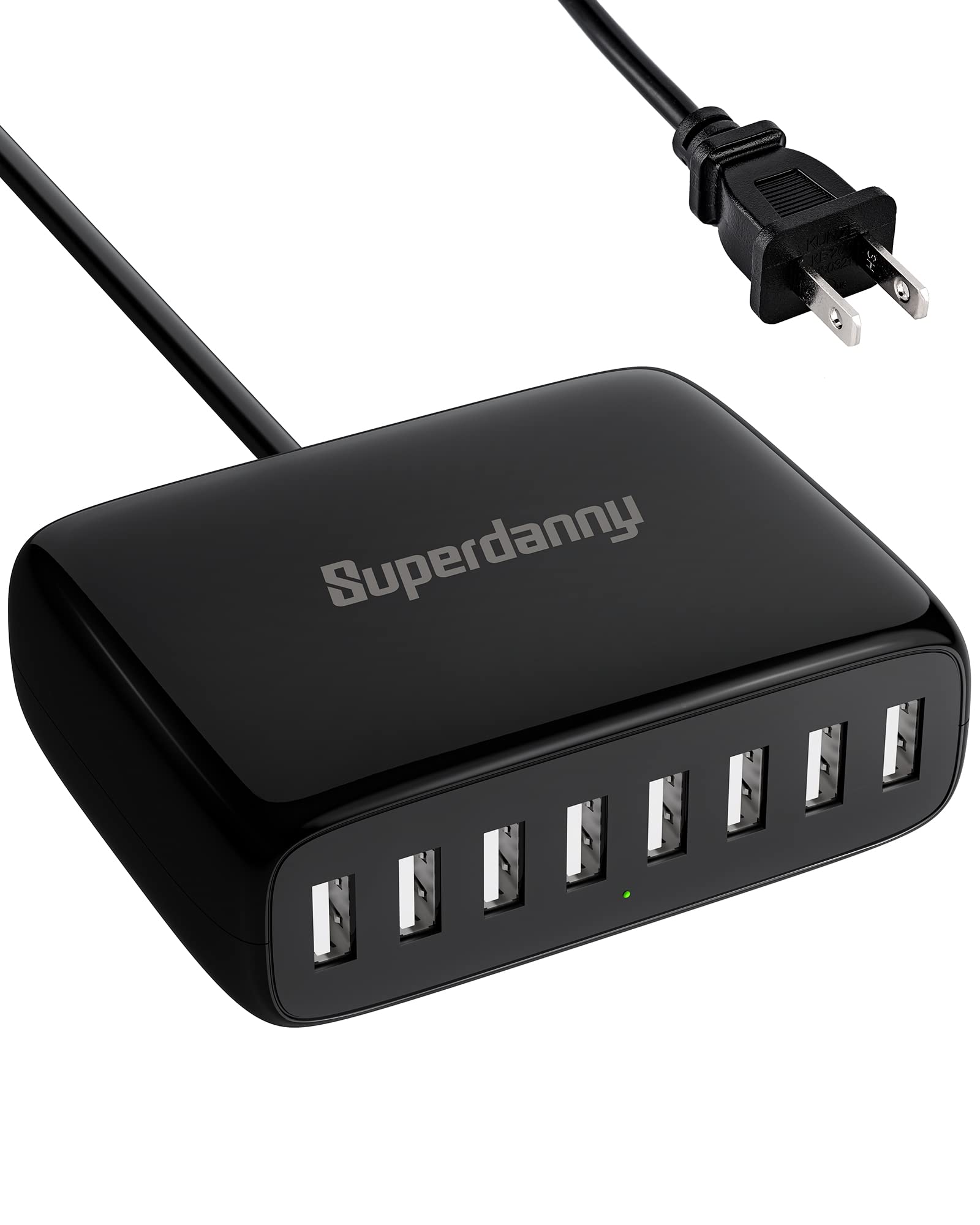Photo 1 of USB Charger Station, SUPERDANNY 8-Port Desktop Charging Station for Multiple Devices, Compatible with iPhone 11/X/Xs/Max/XR/SE/8/Plus, iPad Pro/Air/Mini, AirPods, Galaxy S10 Note, LG, and More, Black