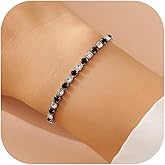 Rhinestone Bracelets for Women Gold Silver Rhinestone Heart Charm Red Black Crystal Non Tarnish Tennis Bracelet Dainty Friendship Link Bracelets Jewelry Bridesmaid Gifts for Birthday