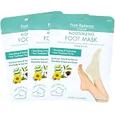 CALA Moisturizing Foot Mask Socks, Shea Butter + Sunflower Seed Oil, Tea Tree &amp; Aloe Hydrating Booties with Urea + Hyaluronic Acid, 3 Pairs, 20-30 Min Treatment