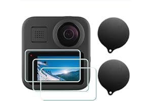 ULBTER Screen Protector for GoPro MAX Waterproof 360 Camera + Lens cap Cover,0.3mm 9H Hardness Tempered Glass Protector,Anti-