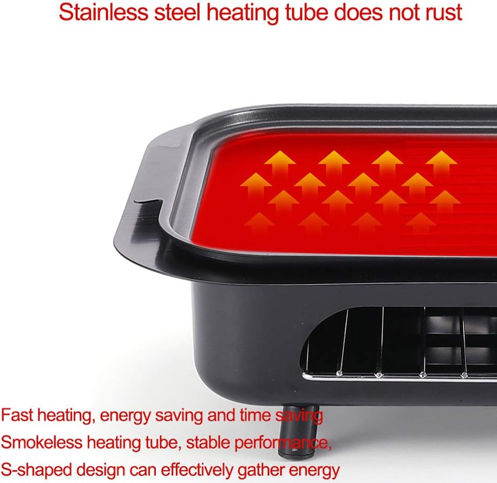 review 2 Layer Electric Grill Indoor Smokeless Electric-Griddles with 2 Non-Stick Grill Net, 5 Levels Adjustable Heat Control Extra Large 2 Surface, Portable BBQ Barbecue, High Power 2200W