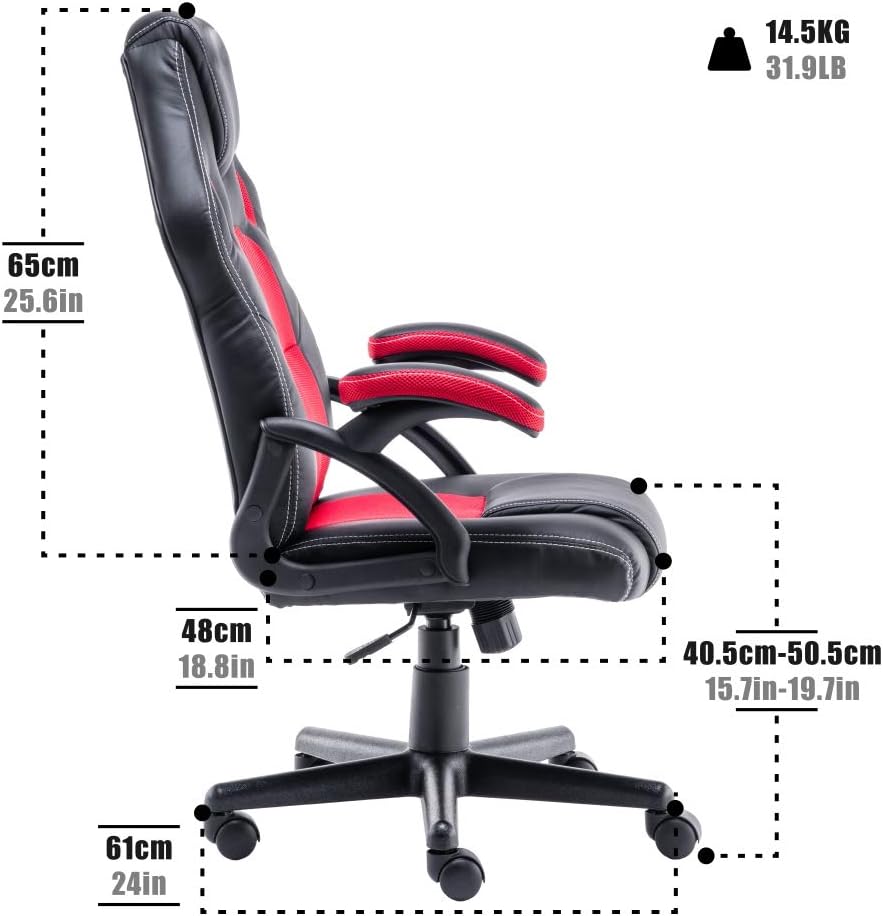 play haha Office Chair,Ergonomic High Back Seat With Breathable Mesh Insert Padded Armrests Durable Base Lumbar Support Faux Leather Surface For Gaming Home Or Office Use Gaming Chair - Image 4
