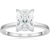 TenKa 4CT Engagement Rings for Women, 925 Sterling Silver Radiant Cut Solitaire Cubic Zirconia CZ Wedding Ring, Promise Anniversary Rings for Her Size 6 Silver