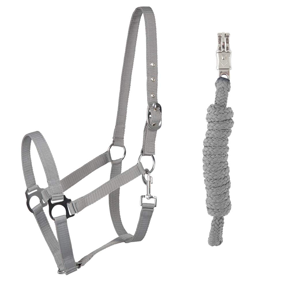 PFIFF 102931 Halter and Rope Set, Plastic Halter Lead Rope, Grey Pony
