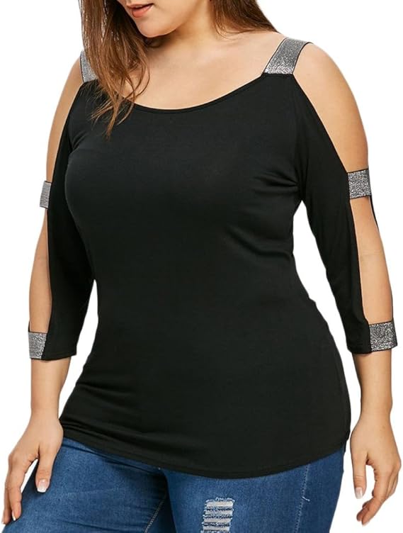 plus size cut out shoulder tops