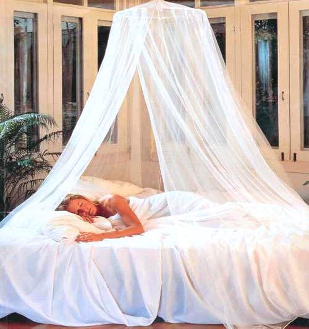 White Elegant Round Top Bed Canopy (Mosquito Net)