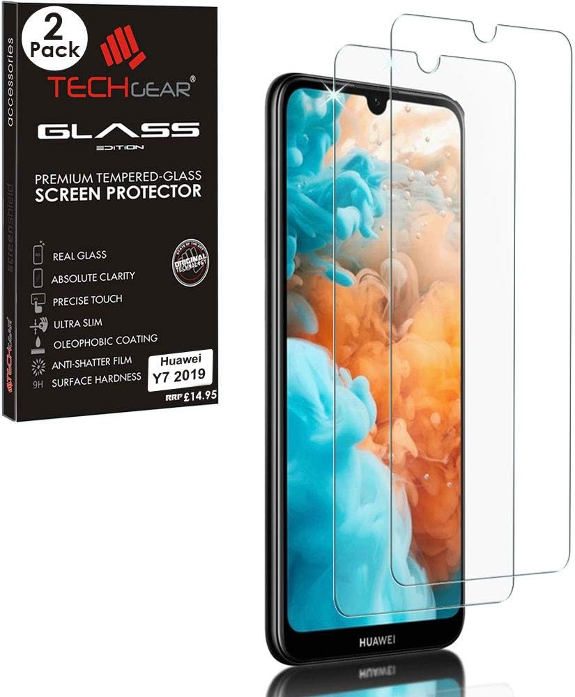 TECHGEAR [2 Pack GLASS Edition Screen Protector Compatible with Huawei Y7 2019