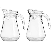 Excellent Glass Pitcher With Lid And Handle - Elegant Jug Drink Ware - 1320 ml. For Cold Drinks- Water, Punch, Lemonade, Juice, Milk, Ice Coffee - 1.3ml. or 40 0z. (2)