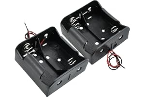 SDTC Tech 2-Pack 2 Slot D Cell Battery Holder 3V D Size Battery Case Box with Wire Leads