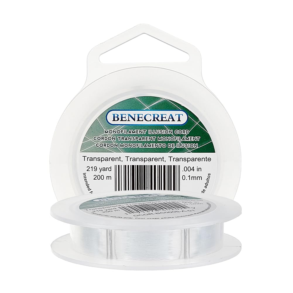 BENECREAT 200m 0.1mm Clear Fishing Nylon Beading Thread Wire for Hanging Ornaments, Bracelet and Jewelry Making