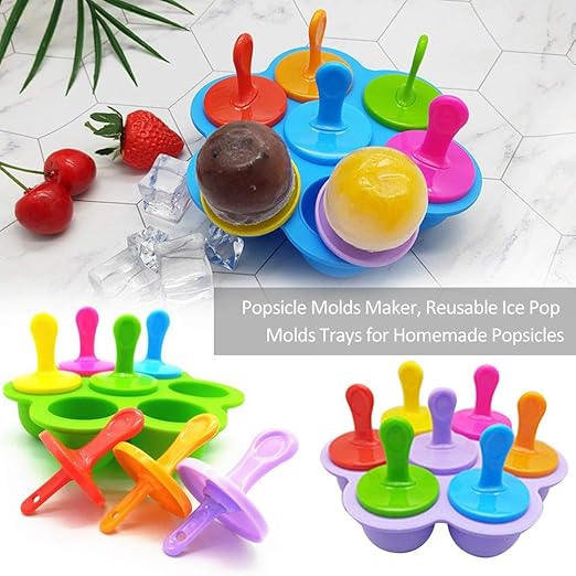Couteaux Et Ustensiles De Cuisine Moules A Glace Moule A Glace Silicone Sans Bpa Fruit Bebe Moule A Creme Glacee Colore De 7 Trous Adapte A La Fabrication De Creme Glacee Bricolage