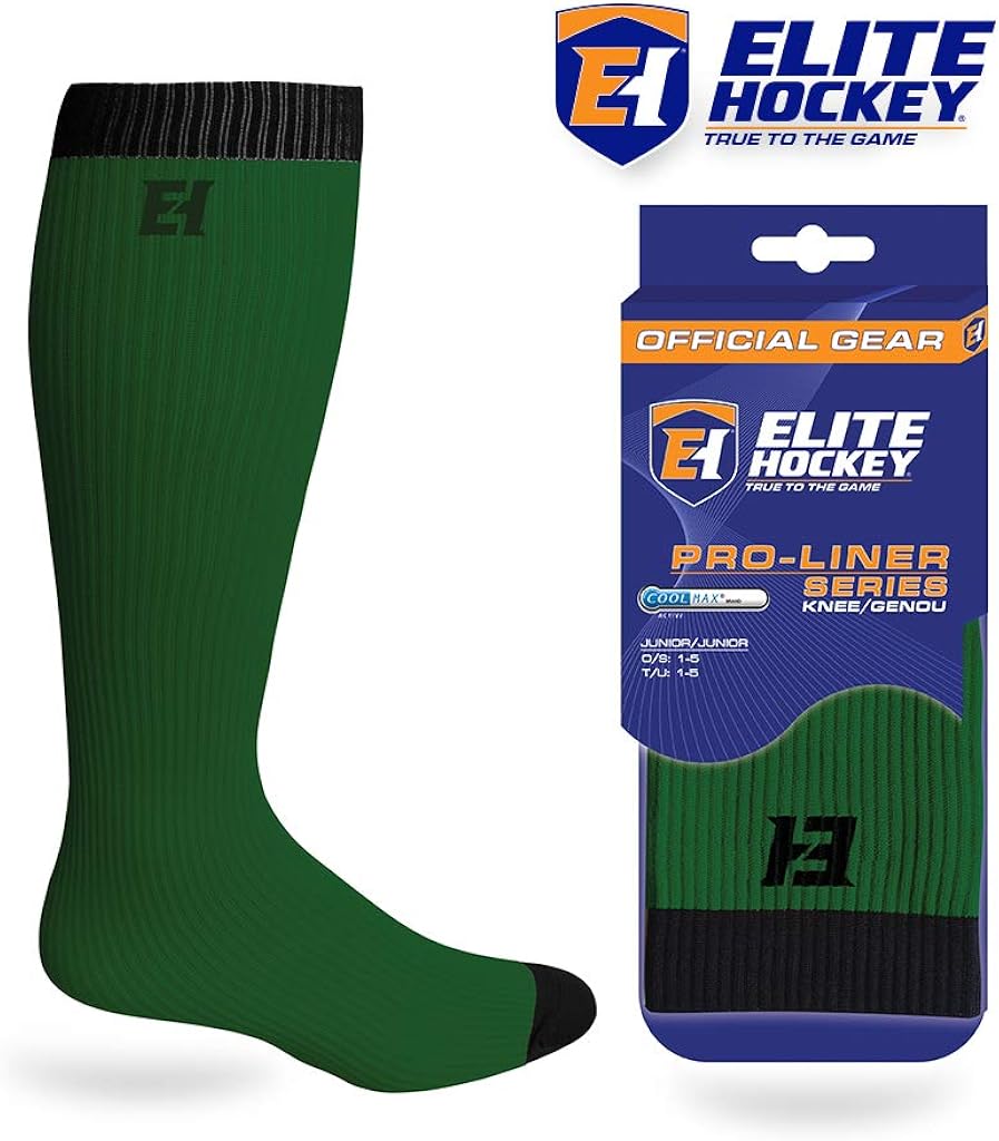 Elite Hockey, Pro-Liner Tube/Knee Sock Series, with Coolmax and Lycra, 1 Pair (Color/Size Choice) : Clothing