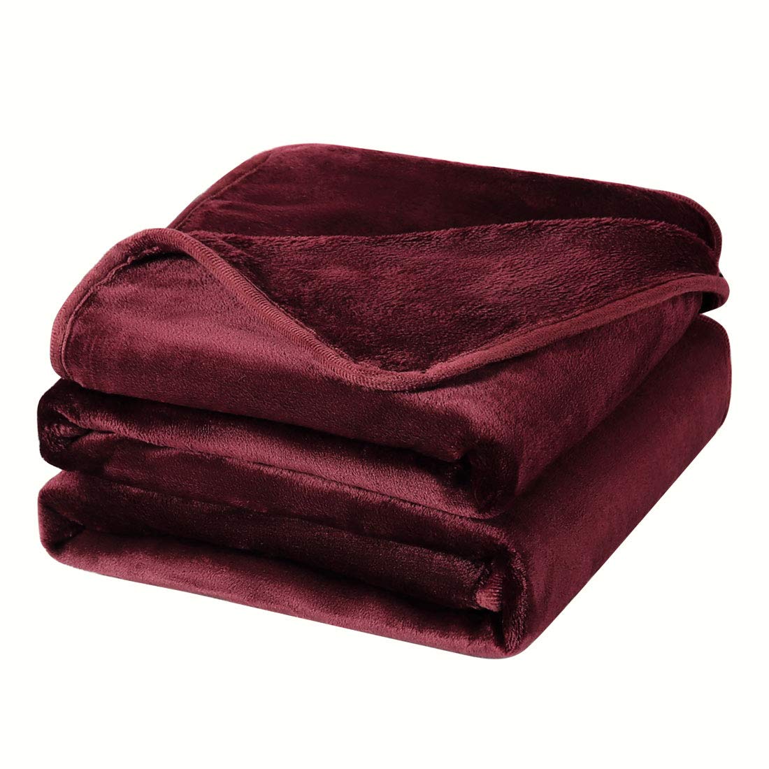 PiccoCasa Flannel Fleece Blanket Soft Lightweight Warm Fuzzy Blanket for All-Seasons, Luxury Comfy Decorative for Couch Living Room Burgundy Double (150 x 200cm)