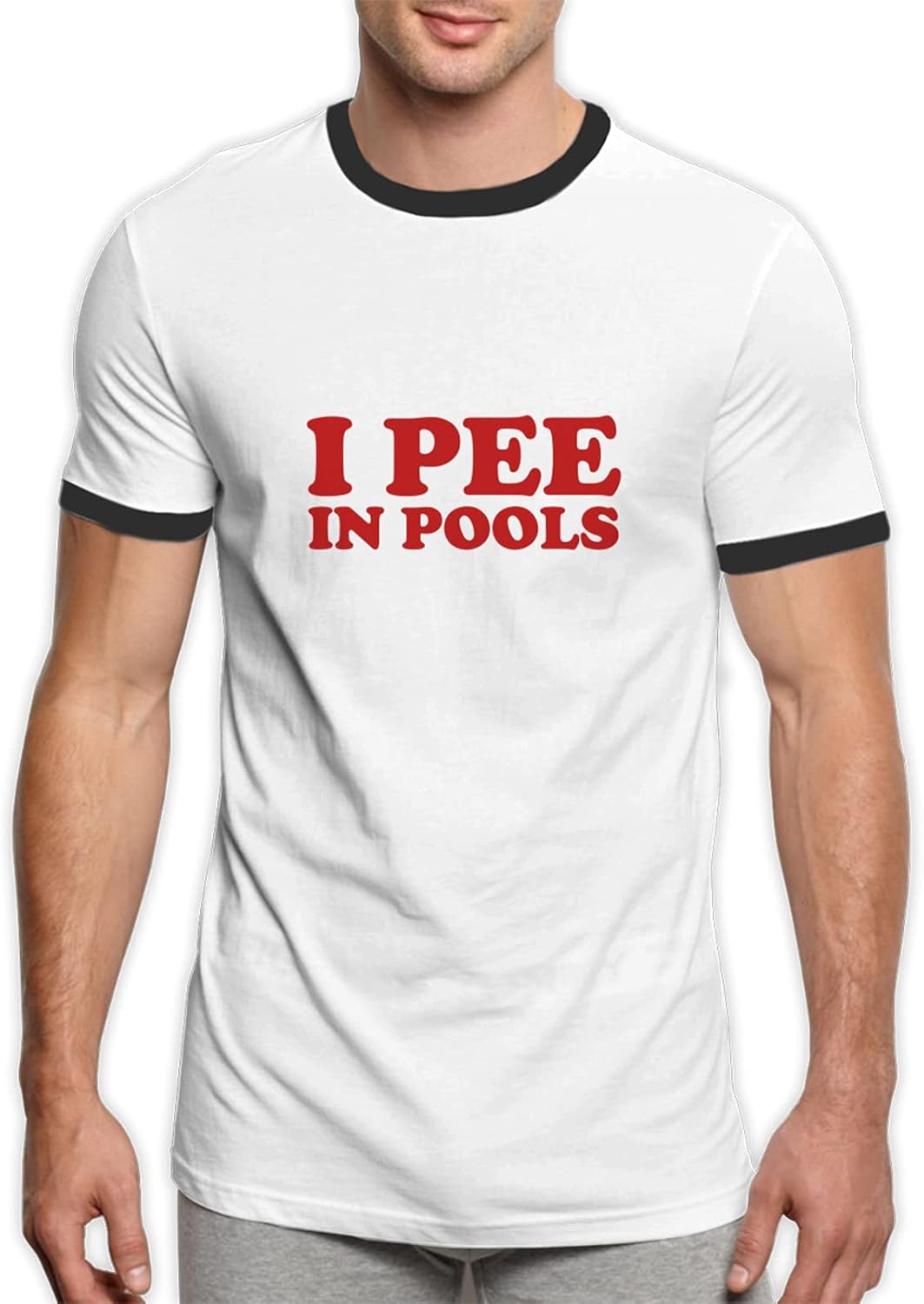 I Pee in Pools Ringer TShirt Man Contrast Color ShortSleeve Tee Novel