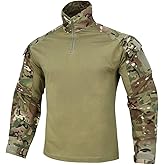KRYDEX Tactical Men's Combat Shirt Rapid Assault Long Sleeve Shirt with Elbow Pads