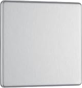 BG Electrical Single Screwless Blank Plate Brushed Steel Slimline