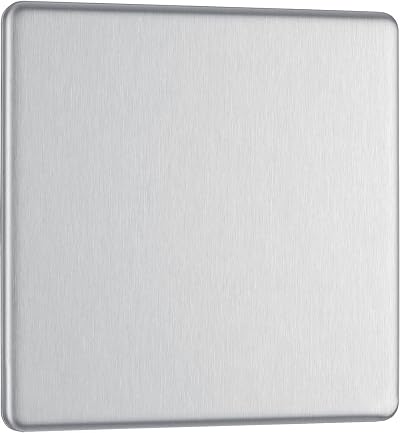 BG Electrical Single Screwless Blank Plate Brushed Steel Slimline