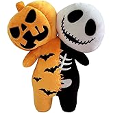 Tabiaprd Spooktacular Reversible Glow Plush Pumpkin & Skeleton Buddy 9.8" Ultra-Soft Halloween Stuffed Animal Scary Plushies for Decor, Gifts & Movie Nights