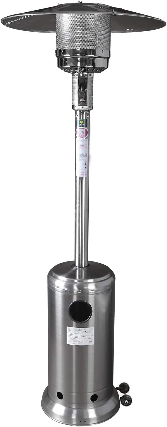 kindle living patio heaters on Amazon Com Raoccuy Stainless Steel Outdoor Patio Heater Propane With Wheels And Cover Large Outdoor Table Top Heater With Adjustable Thermostat Suitable For Garden Wedding For Patio Lawn Cafe Garden