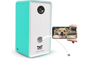 Owlet Home Pet Camera with Treat Dispenser Tossing for Dogs/Cats, 2.4Ghz & 5Ghz WiFi, 1080P Camera, Live Video, Auto Night Vision, 2-Way Audio, Compatible with Alexa, pre-Recorded Voice Message
