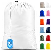 Handy Laundry Extra Large Laundry Bag 30"x40" - Heavy Duty Nylon | Locking Drawstring, Machine Washable Laundry Sack, Hamper Liner, Dirty Clothes Bag, Travel, College Dorm, Laundromat - White