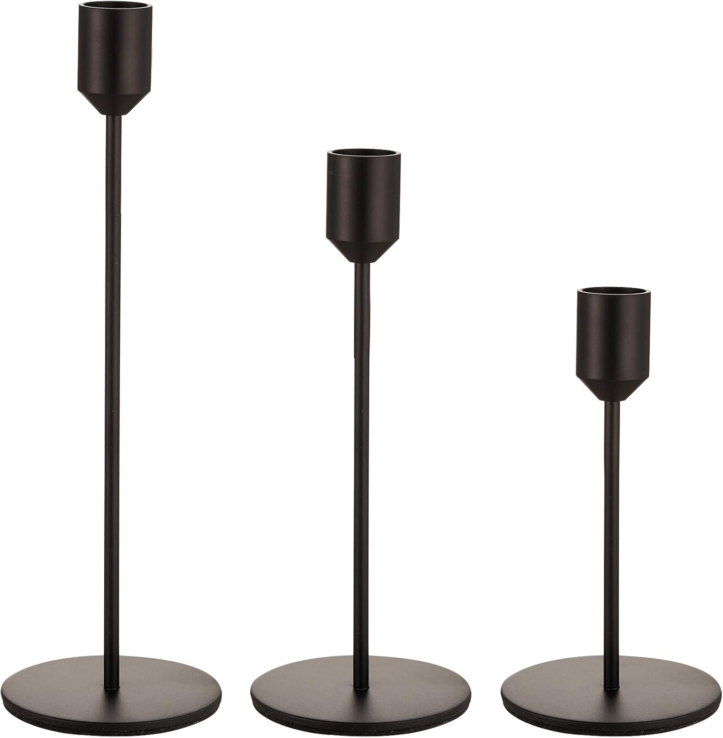 ENJINKAIL Taper Candle Holders - Black Candlestick Holders, Decorative Candle Sticks Set of 3, for Formal Events, Wedding, Church, Fall, Holiday DéCor, Table Centerpiece Decoration