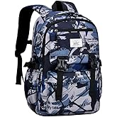 MATMO Kids Camo Backpack Boys Girls Student School Backpacks Mens Camouflage Backpack (Gray, Large)
