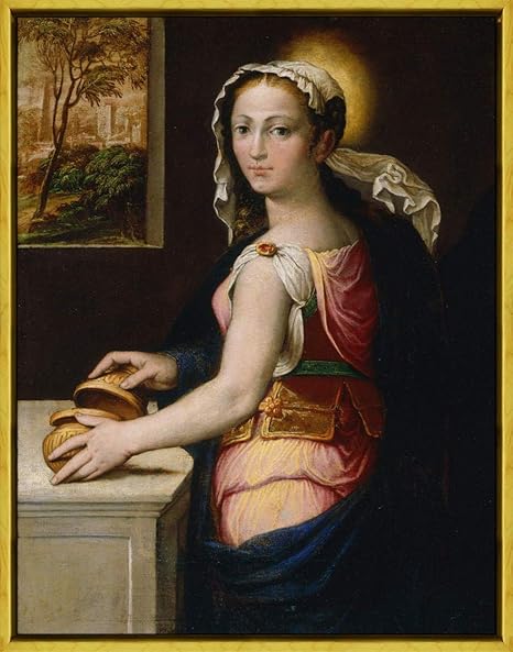 Amazon.co.jp: Bernardino Campi フレーム ジクレー キャンバスに印刷 -有名な絵画 美術品 ポスター-再生 壁の装飾  ハングする準備ができて(マグダラのマリア) #XLK: ホーム&キッチン