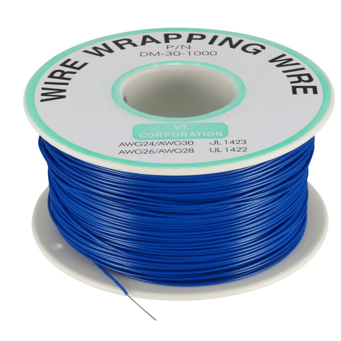 uxcell OK Wire Tin Plated Copper Cord Wire Wrapping P/N DM-30-1000 30 AWG 650ft Length Blue