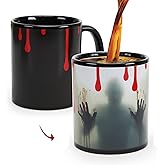 MUGKISS Heat-Sensitive Color Changing Horror Coffee Mug (11oz) - Walking Dead & Zombie Theme Spooky Gift for Men