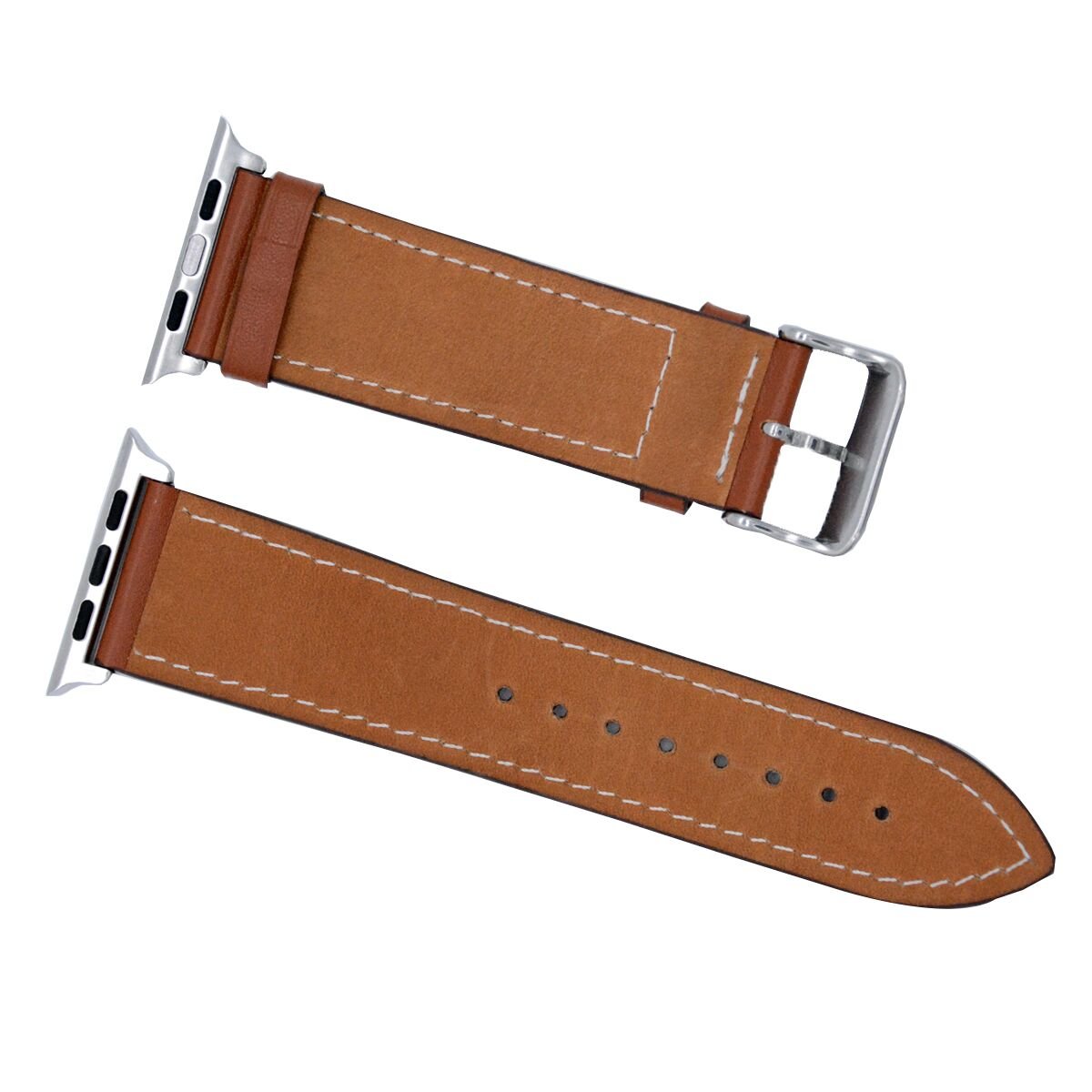 For Apple Watch Band 38mm,OMO Genuine Leather Iwatch Band Replacement Strap with Buckle Adapters for Apple Watch Series 3 Series 2 Series 1 Sport Edition 38mm Brown