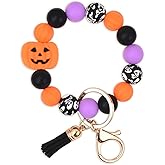 BAOSIWA Silicone Beaded Keychain Wristlet Key Ring Bracelet Cute Car Key Chain Holder for Women Girls