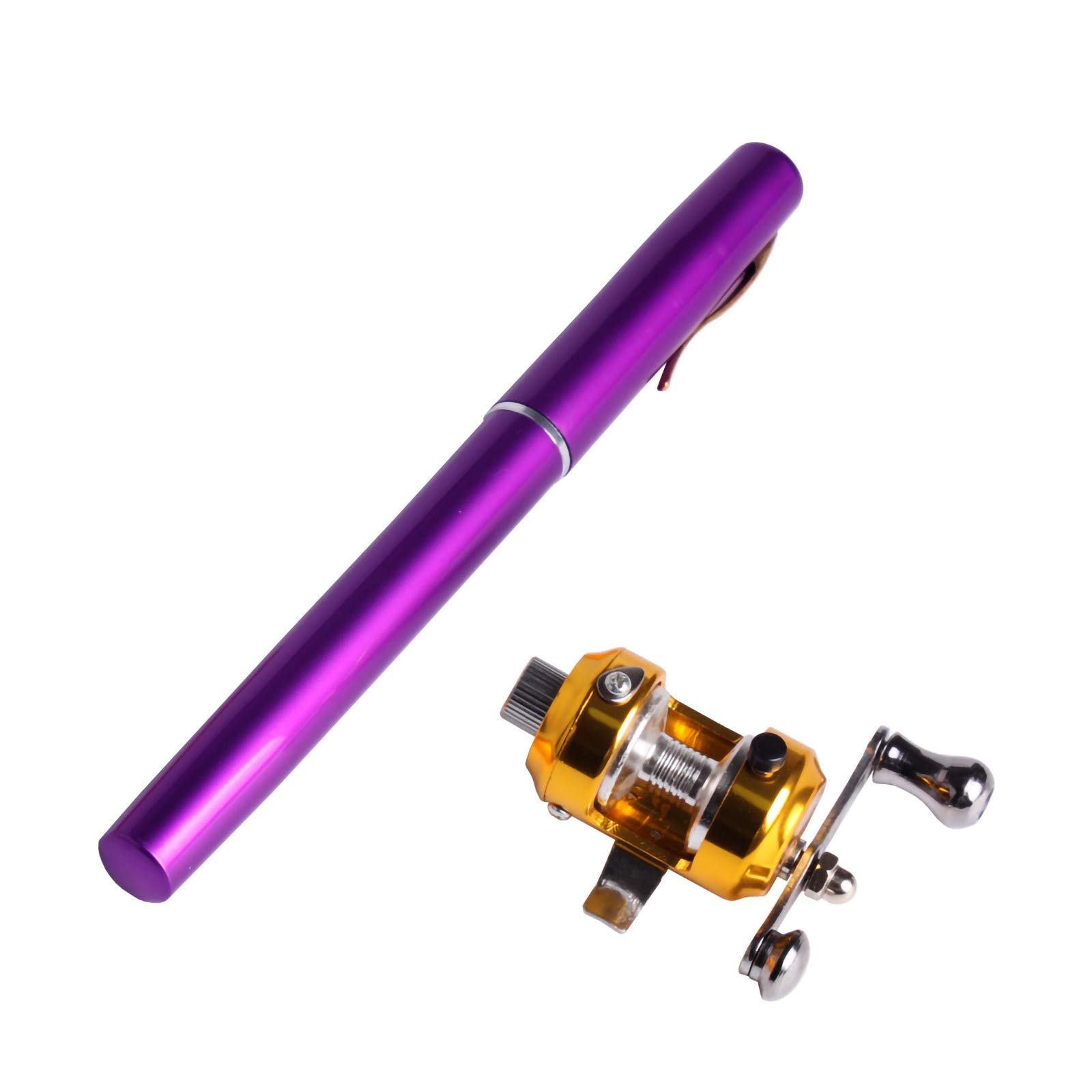 Andux Mini Portable Fishing Rod of the Pen Fishing Gear, Carbon Rock Fishing Rod, Saltwater Fishing Rod GBG-01 (Purple)