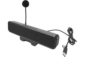 Jectse Computer Speaker with Detachable Mic, USB Plug and Play Desktop PC Speakers with Spring Clamp for Monitor, Volume Cont