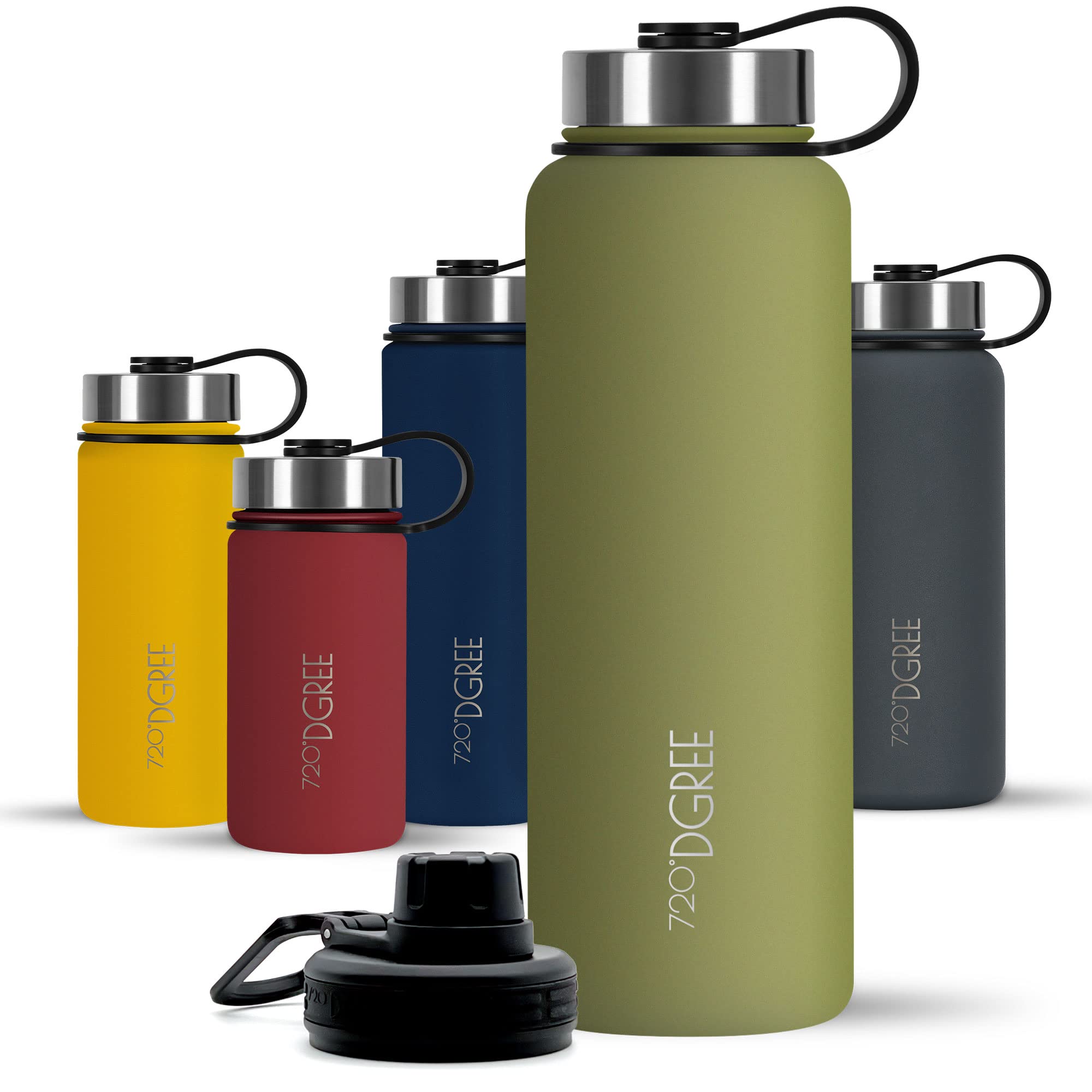 720°DGREE Vaccum Insulated Water Bottle “noLimit“ - 1200ml - Leakproof, BPA-Free, Thermo Stainless Steel Flask - Carbonated Drinks, Sports, Gym, School, Travel, Camping, Hiking, Outdoor +Sports-Cap — image 1
