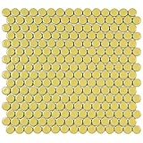 SOMERTILE Hudson Penny Round Vintage Yellow 12" x