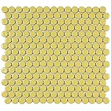 SOMERTILE Hudson Penny Round Vintage Yellow 12" x