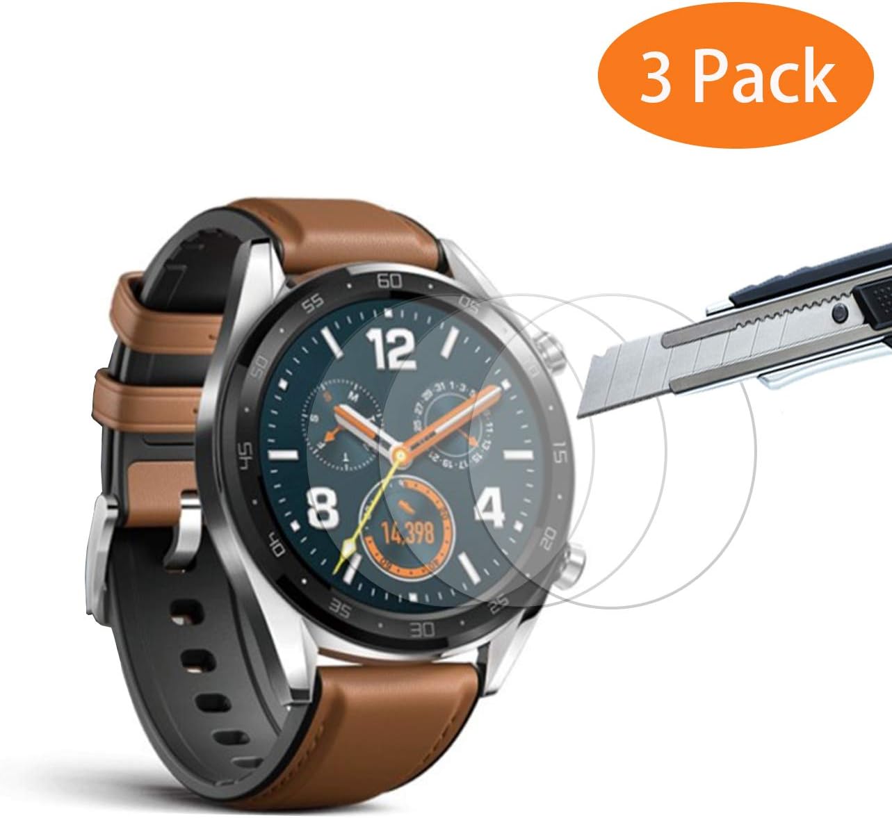 THILIVE Huawei Watch GT Screen Protector, 2.5D Tempered Glass Screen Protector with 9H Tempered Shatterproof Glass, Anti Scratch, High Definition Ultra-resistant for Huawei Watch GT (3 Pack)