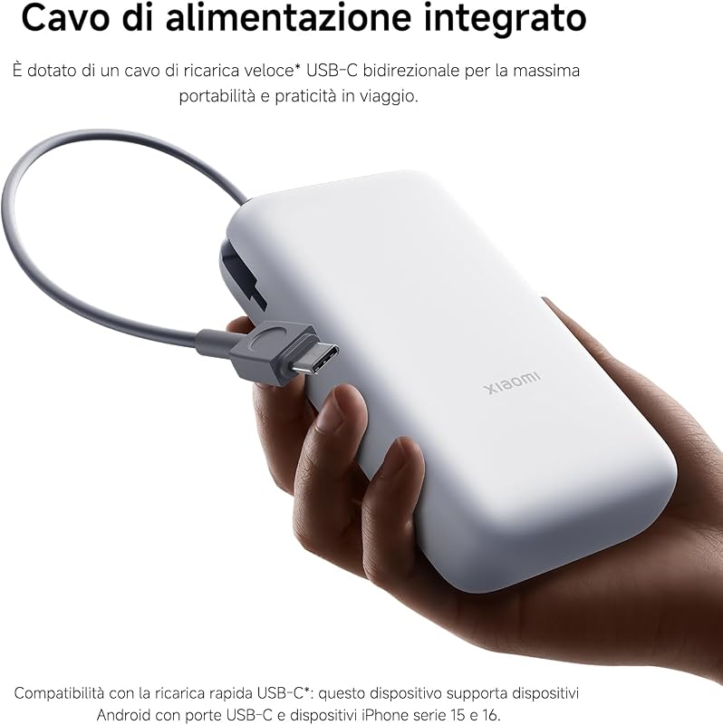 22.5W Power Bank 20000mAh (Integrated Cable) Dark Gray