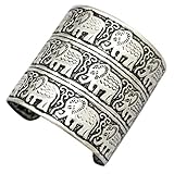 Q&Q Fashion Egypt African Embossed Vintage Elephant OM Hindu Ganesha Bracelet Bangle Cuff