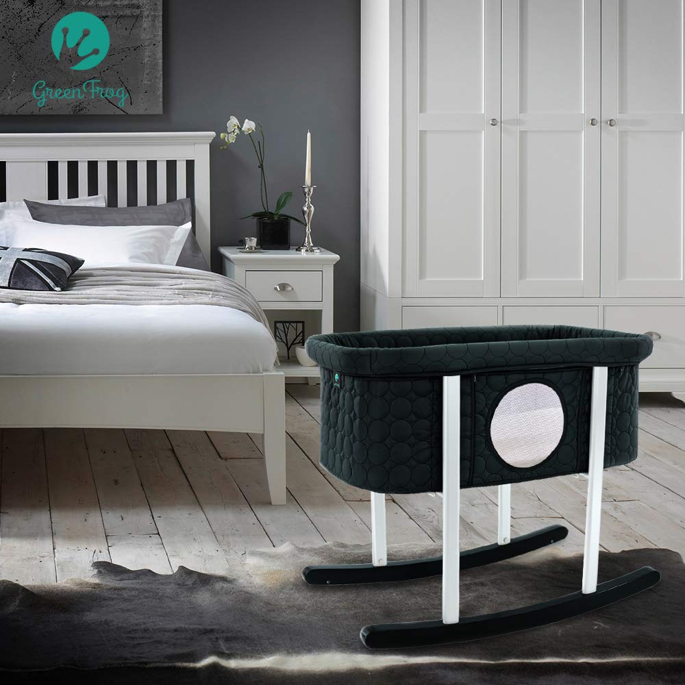 green frog bassinet cradle gentle rocking safe mattress