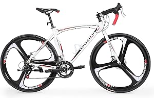 MarKnig Road Bike 14-21Speed 700C Wheel with Light Aluminum Alloy Frame Commuter Bicycle with Dual Disc/V Brakes for Women and Men Black,White,Blue,Red