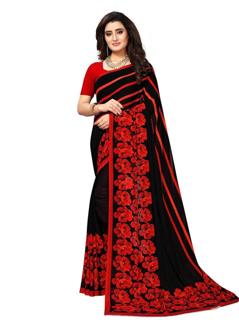 red and black saree party wear