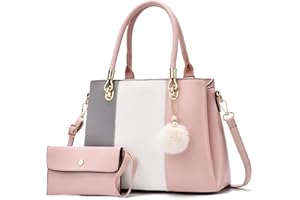 I IHAYNER Women Handbags Large Tote Shoulder Bag Crossbody Bag for Women Color Stitching Top Handle Satchel Hobo 2pcs Purse Set