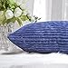 Home Brilliant Decoration Pillow Covers for Decoration Solid Soft Striped Velvet Corduroy Plush Set of 2 Throw Cushion Cover for Square Pillows, 50cm, 20 x 20 Inch, Navy Blue