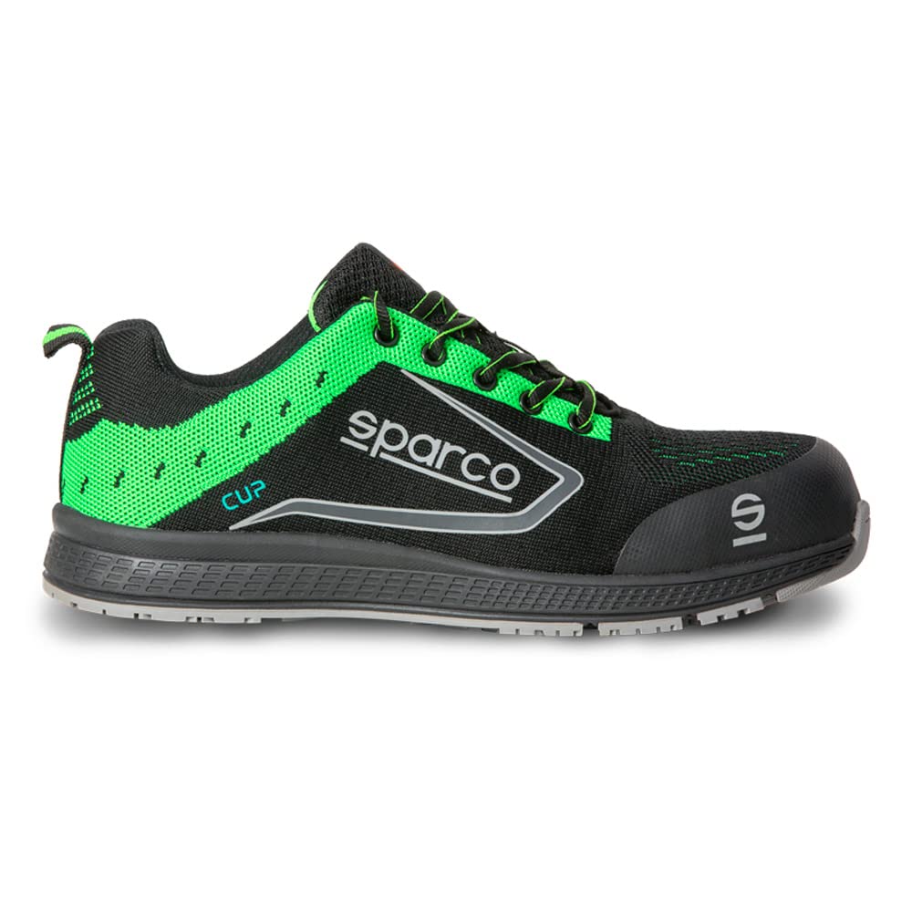 Sparco Lightweight Safety Shoes Cup S1P Adelaide Black/Green EU Size 44